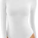 MANGOPOP Women's Crew Neck Short Sleeve Bodysuit Long Sleeve Body Suit T Shirts Basic Slim Fitted Tops (XX-Large)