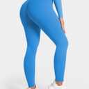 Sunzel Sunlissia Hidden Butt Lifting Scrunch Workout Leggings for Women Crossover High Waist Yoga Pants with Tummy Control (Blue, XL)