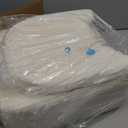 GREENSTELL Small Vanity Stool Chair with Storage and Folding Back, 13.4" x 15" x 30" Square Faux Fur Soft Ottoman, 4 Metal Legs with Anti-Slip Feet, Furry Padded Seat for Makeup, Bedroom, White