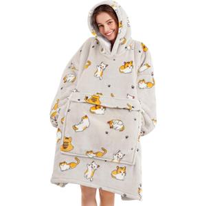 Narecte Cozy Oversized Blanket Hoodie Wearable Blanket Adults Soft Hooded Blanket Hoodie Birthday Gifts for Women Christmas (2#cat)
