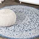JONATHAN Y Medallion Weave Indoor Outdoor Round Area Rug 8 Ft Navy/Gray, Sinjuri Textured for Backyard, Patio, Porch, Easy-Cleaning, High Traffic, Pet-Friendly, Non-Shedding (SMB101B-8R)