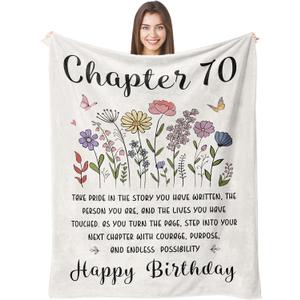 70th Birthday Gifts for Women, Chapter 70 Birthday Blanket, Best Gifts for 70 Year Old Woman, 1956 Birthday Decorations, Turning 70 Throw Blankets for Mom - 50'' x 60''