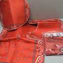 4 Piece Abstract Paisley Shower Curtain Waterproof Red Bandana Elegant Ethnic Tribal Bathroom Sets with Non-Slip Rugs, Toilet Lid Cover and Bath Mat with Standard Size