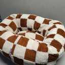 LE SURE Donut Small Dog Bed - Round Cat Beds Indoor Anti-Anxiety Calming Present for Pets, Washable Cute Modern Beds with Jacquard Shaggy Plush & Anti Slip Bottom，23 Inch, Brown Checks, 23.0"L x 23.0"W x 7.0"Th