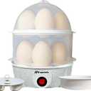 4 in 1 Electric Egg Cooker | Boils up to 14 Eggs | Poacher | Omelet maker | Vegetable Steamer, Dumpling & More | Marble