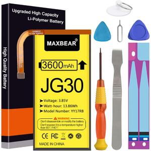 MAXBEAR Moto G7 Battery, Upgraded 3600mAh 3.85V Li-Polymer Replacement Battery for Moto G7 JG30 XT1962-1, XT1962-4, XT1962-5 with Repair Tool Kit