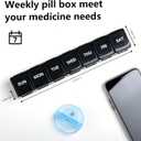 Sukuos Extra Large Weekly Pill Organizer, 7 Day Daily Pill Box Case Easy to Open, Silkscreen Printed Medicine Container with Clear Lid for Vitamins, Fish Oils or Supplements