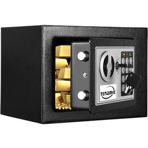 TENAMIC Safe Box 0.23 Cubic Feet Electronic Digital Security Box, Keypad Lock Box Cabinet Safes, Solid Alloy Steel Office Hotel Home Safe, Black