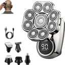 Bawldy Pro Head Shaver, 6-in-1 Detachable Head Shavers with 9D Floating Blade Heads, IPX7 Waterproof, Intelligent LED Display, Rechargeable Cordless Razor for Home & Travel