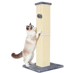 YULOYI 32" Tall Cat Scratching Post for Large Indoor Cats & Kittens, Cat Scratcher with Extra Large Stable Base and Natural Sisal, Sturdy Cat Scratch Post to Protect Furniture & Couch, Grey