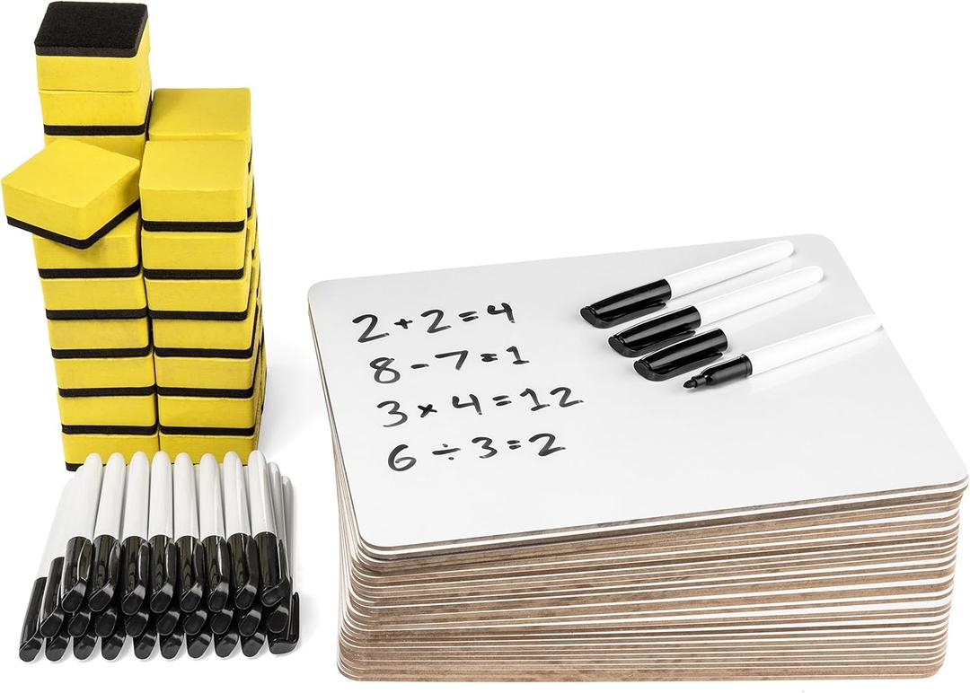 Blue Summit Supplies 30 Pack Mini Dry Erase Boards Classroom Set, Small Whiteboards for Students, Markers and Erasers, Lapboards Ideal for Individuals, Teachers, Students, Groups, 30 White Board Pack
