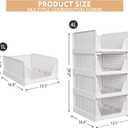4 Pack Stackable Closet Storage Basket - Stackable Storage Bins, Multifunctional & Foldable Closet Organizer Divided, Wardrobe Cupboard Space-Saving Clothes Storage Hat Organizer, White