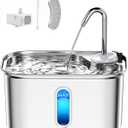 Cat Water Fountain Stainless Steel for Cats Indoor by BPA-Free SUS304, Effective 6-Layer Filter Cat Fountains for Drinking 2.5L 85oz 20dB Ultra Quiet Soft Flow Metal Pet Water Fountain