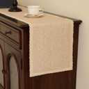 Boho Dresser Cover Top: Beige Handwoven Cotton Dresser Runner for Bedroom Furniture, Non-Slip Farmhouse Dresser Scarf and Scarves,Mashine Washable(12x48 inches)