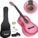Smartxchoices 38" Acoustic Guitar Bundle with Gig Bag, Strap, Pitch Pipe, Extra Strings Set, Pick, PINK, 6 String for Beginners, Starter, Kids, Girls, Youths, Students, Right-handed (PINK)