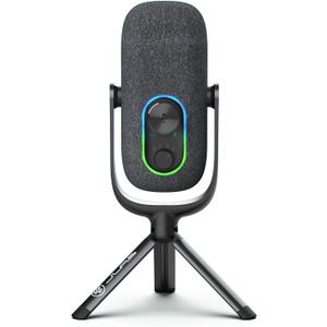 JLab JBuds Talk USB Gaming Streaming Microphone, White, USB-C Output, Cardioid, Omni, Stereo, Bi-Directional, 96k Sample Rate, Volume Control, Gain Control, and Quick Mute, 3.5mm AUX, Plug and Play