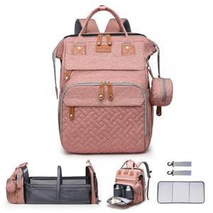 Baby Diaper Bags with Changing Station Multifunctional Waterproof Diaper Bag Backpack Travel Baby Bag with Changing Pad, Pacifier Case,Baby Essentials(Pink)