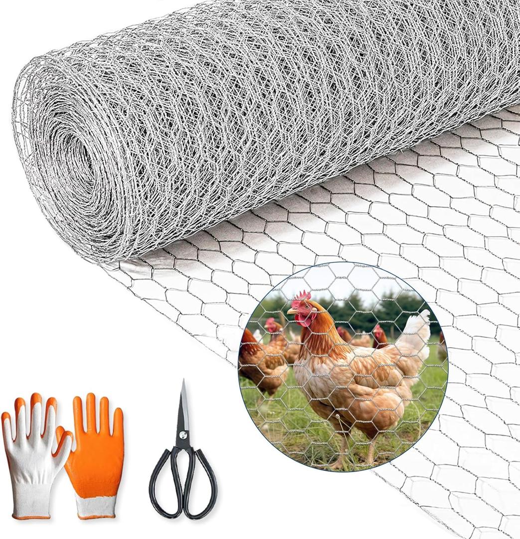 Chicken Wire,16"50FT Chicken Wire Fencing for Garden Poultry, Hexagonal Galvanized Chicken Wire Mesh, Sturdy Chicken Wire Roll Plant Protector,Rabbit Fence, Wire Fence Rolls for Craft Projects