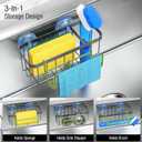 3-in-1 Kitchen Sink Caddy Organizer with Sponge Holder, Brush Holder, Extra Rack for Scrubber, Sink Stopper, Dish Cloth Hanger - Strong Dual Suction Cup, 2.0mm SUS304 Stainless Steel - Grey