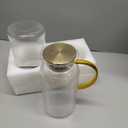 Buaic 2 PACK Glass Pitcher with Lid, 68 oz/ 2 Liter Classic Vertical Stripes Water Pitcher with Handle,Glass Water Carafe for Cold Brew, Coffee, Lemonade, Iced Sun Tea,Beverage,Heat Resistant