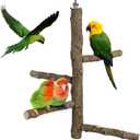Bird Perch Stand Toy, Natural Wood Parrot Perch Bird Cage Branch Perch Accessories for Parakeets Cockatiels Conures Macaws Finches Love Birds(L: 13.8" Length)