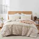 Oli Anderson King Comforter Set, Oatmeal Tufted Boho Bedding Comforter Sets, 3 Pieces All Season Fluffy Comforter with 2 Pillowcases (Oatmeal, King)