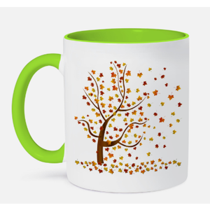 Tree With Circle Leaves, 11oz Two-Tone Green Mug