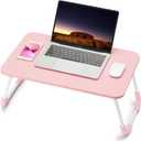 Ruxury Folding Lap Desk Laptop Stand Bed Desk Table Tray, Breakfast Serving Tray, Portable & Lightweight Mini Table for Sofa Couch Floor - Pink (Large)
