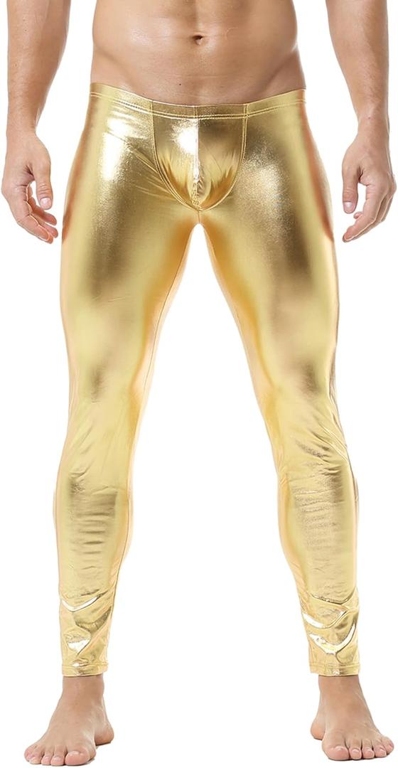 DTODWW Men's Faux Leather Activewear Leggings Slim Fit Tight Pants Long PU Pants for Men Clubwear, XL