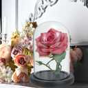 PATIKIL 7.7"x3.9" Clear Cloche Glass Dome, Glass Bell Jar Display Case Tabletop Centerpiece with Black Wooden Base for Christmas Home Decor