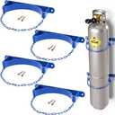 4 Pcs Gas Cylinder Wall Bracket Oxygen Cylinder Holder Wall Mount Steel Tank Bracket with Safety Chain for 40l Gas Bottles, Universal Mounting Brackets for Industrial Laboratory Use