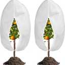 NAMOTEK 2 Pack Plant Covers Freeze Protection Tree Covers for Winter with Zipper Drawstring(White 47" X 39")