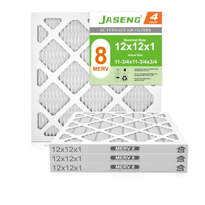 12x12x1 AC Furnace Air Filters,(4-Pack) MERV 8 Dust Defense, JASENG MPR 600 Pleated HVAC Replacement Air Filter (exact dimensions: 11 3/4"x11 3/4"x3/4")