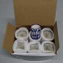 Roshtia 6 Pcs Mexican Tequila Shot Glasses Set 2 oz Talavera Shot Glasses Handmade Ceramic Cups with White Decoration Mexican Pottery Gift Mugs for Tequila Lover Bachelorette Party(Blue)