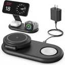 3 in 1 Charging Station for Apple Compatible with MagSafe Charger Stand,Foldable Fast Magnetic Travel Wireless Charger Dock for iPhone 17/16/15/14/13 Series,for Apple Watch,for AirPods (Black)