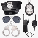 Police Hat Handcuffs Walkie Talkies Badge Sunglass Costume Accessories