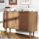 55 Inch Buffet Cabinet, Sideboard with Storage Mid Fluted Sliding Doors Accent Storage Cabinet for Dining Room, Kitchen, Living Room, Walnut