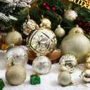 Soulchen 4 Size Light Gold Christmas Balls Ornaments Set 32 Pcs 1.57", 2.36", 3.15", 4" Shatterproof Hanging Xmas Balls Assorted Electroplate Christmas Decors for Xmas Home 2026 New Year Party Decor