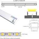THMOOTHER LED Strip Pre-Drilled White U Channel Diffuser 6-Pack 3.28FT,Surface Mounted Tape Light Aluminum Track with Continuous Silicone Cover. Flush Installed Low Profile (White, 6X3.3FT)
