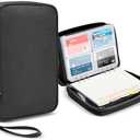 Zannaki A5 Zipper Binder, 6 Ring Personal Planner Journal Budget Binder Cover Case, Refillable Notebook Shell for Journal Diary File Album Photo Card Organizer Portable School Office Supplies, Black