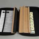 Jumbo Dominos Set for Adults with 4 Wooden Racks/Trays, Double 6 Dominoes Travel Set with Portable Case Double Six Dominoes Set with 4 Tiles Holders, 28 Tiles Dominos Set for Family Board Games