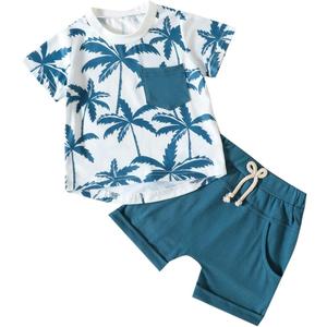 Toddler Baby Girl Clothes Infant Summer Short Sleeve Floral Print T Shirt Tops + Elastic Shorts Set Casual Outfits  (18-24 Months)