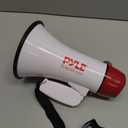 Pyle 20W Megaphone Bullhorn - 5.4'' x 8.6'' Portable Megaphone, Projection Range 1000 Sq. Yards, Voice Talking & Siren Alert, Shoulder Strap, Battery Operated, (White)