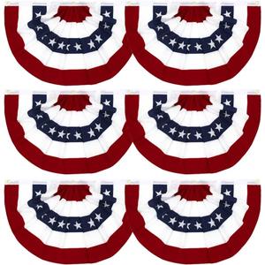 Flaglink 1.5x3Ft American Pleated Fan Flag Width Approx 90cm - US Patriotic Half Fan Bunting Flag 6 PACK
