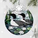 Loon Birds Stained Glass Ornament - Christmas Decorations for Tree | Christmas Ornaments | Holiday Ornament Gifts for Bird Lovers | Holiday Party Gifts | Gift Ideas & Xmas Gift