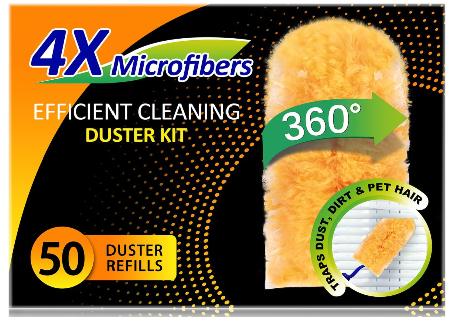 Duster Refills 50 Counts, 360° Heavy Duty Multi Surface Duster Refills for Cleaning, Compatible with Swiffer Dusters