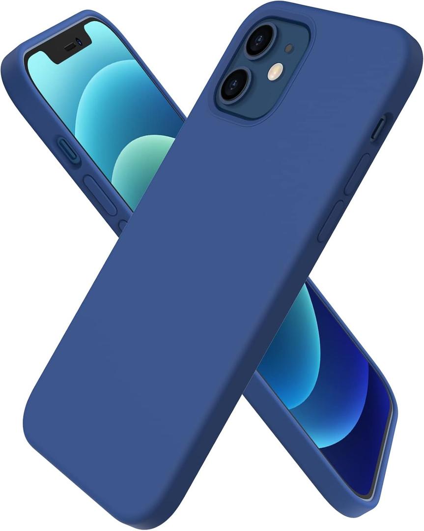 ORNARTO Compatible with iPhone 12 Case, Compatible with iPhone 12 Pro Case, Slim Liquid Silicone 3 Layers Full Covered Soft Gel Rubber Phone Case Cover 6.1 inch-White