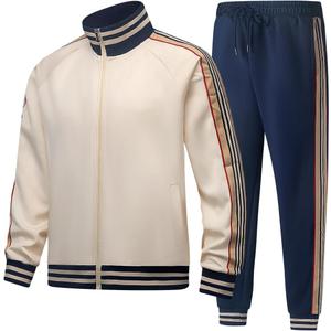 Mens Tracksuits 2 Piece Set Full Zip Velour Sweatsuit for Casual Training Outdoor - Available in Blue Khaki and Black (XX-Large)