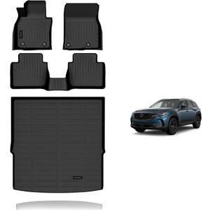 KELCSEECS Floor Mats & Cargo Liner for 2023-2026 Mazda CX-50 (Not for Hybrid), All Weather Protection TPE Floor Liners Front & Rear Row Full Set Accessories Black