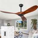 52 Inch Wood Ceiling Fan no Light, Outdoor Ceiling Fans Without Lights with Remote Control, 3 Blades Outdoor Walnut Propeller for Patio, Indoor, Living Room, Bedroom, Porch, Farmhouse